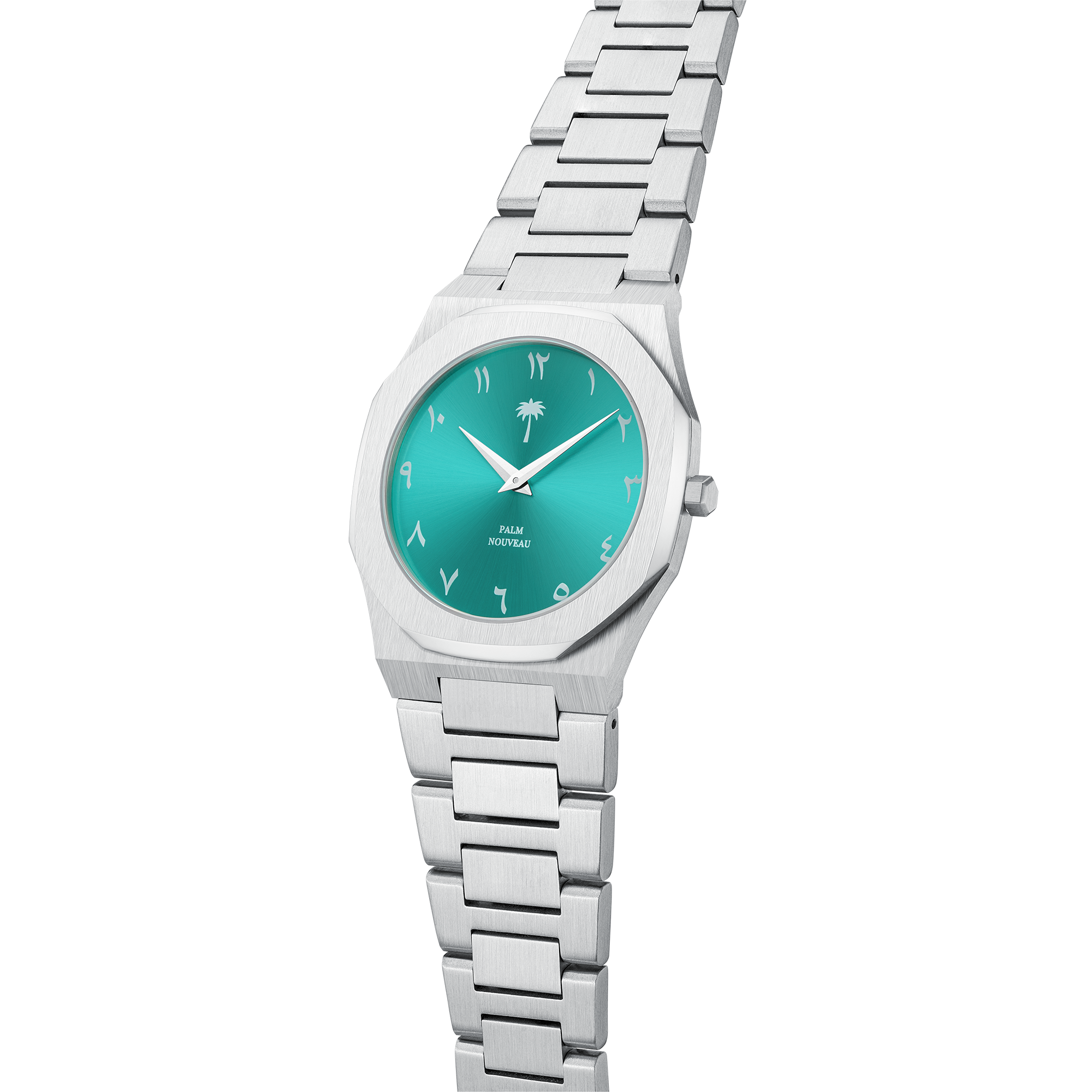 Arabic Numeral Silver/Blue Watch