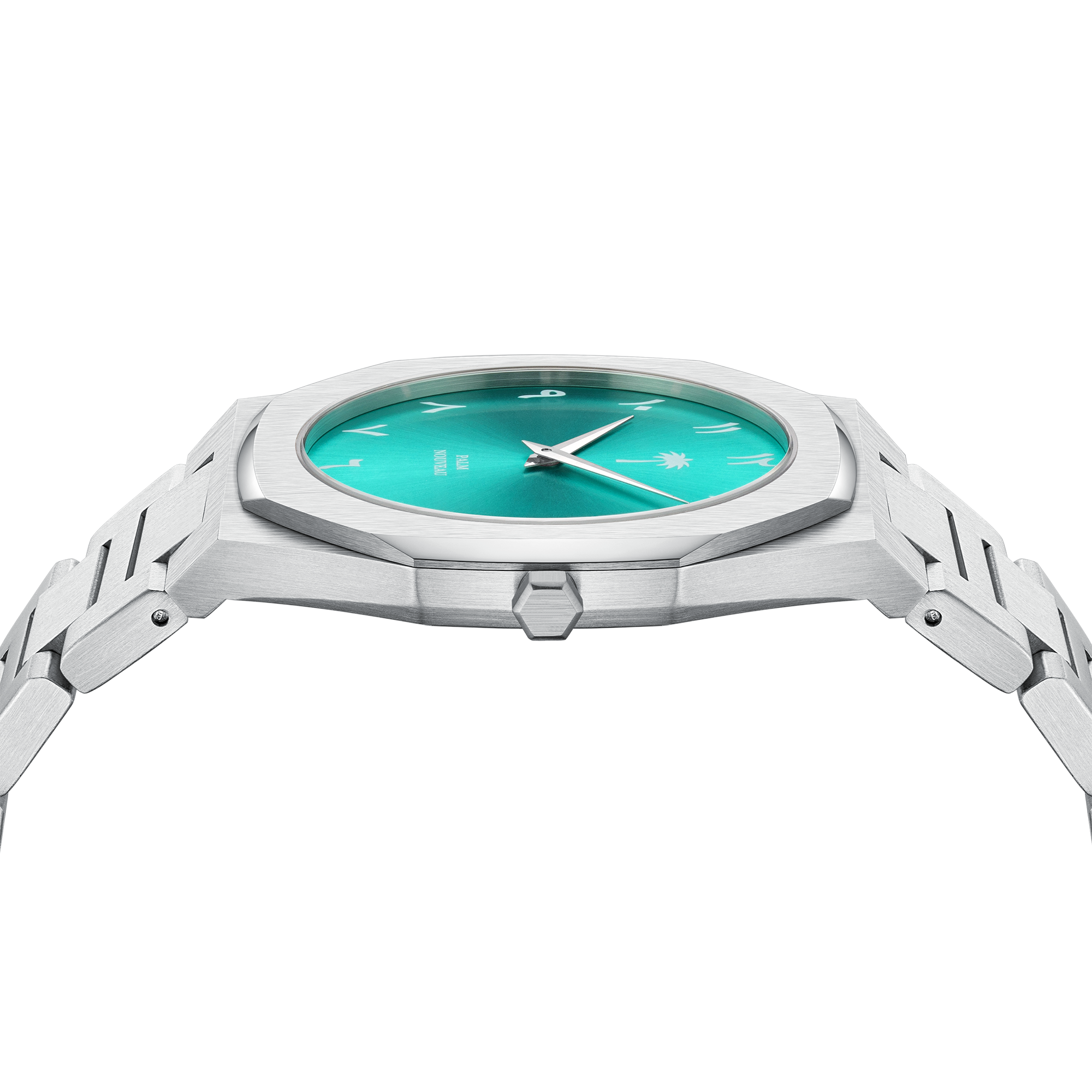 Arabic Numeral Silver/Blue Watch
